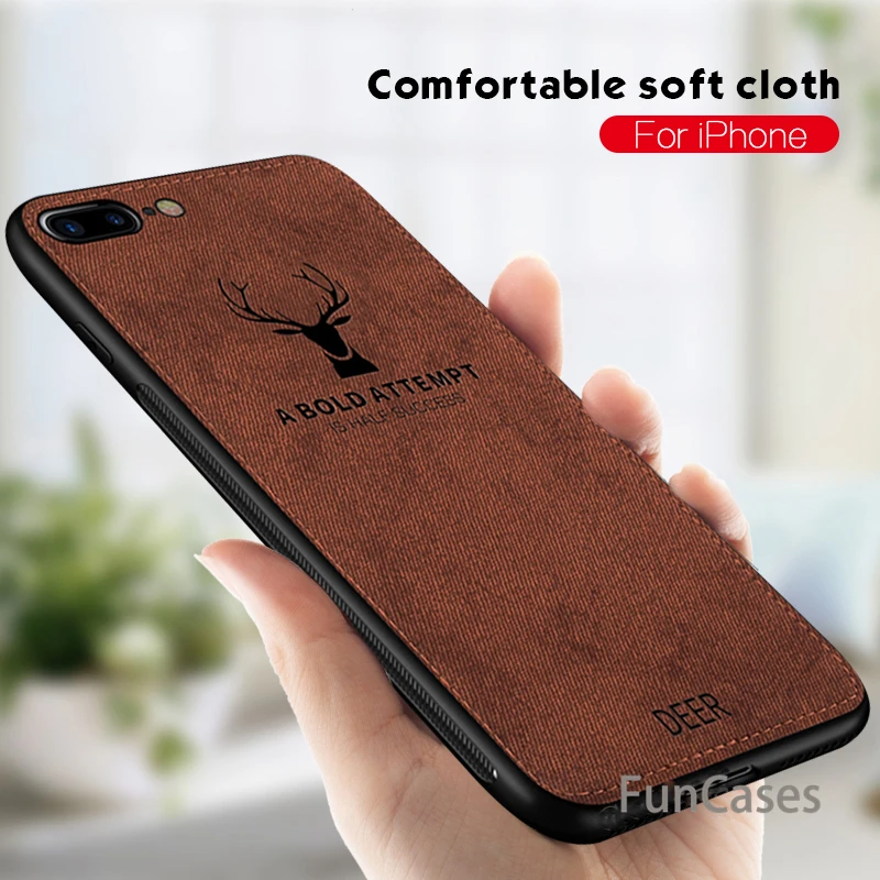 Тканевый текстурный чехол для телефона iPhone 7 8 6 S Plus XR X XS Max с рисунком оленя задняя