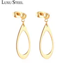 Женские Висячие серьги LUXUSTEEL, ажурные, в форме капли воды, висячие украшения, золотогосеребряного цвета, 2019, бижутерия, колье