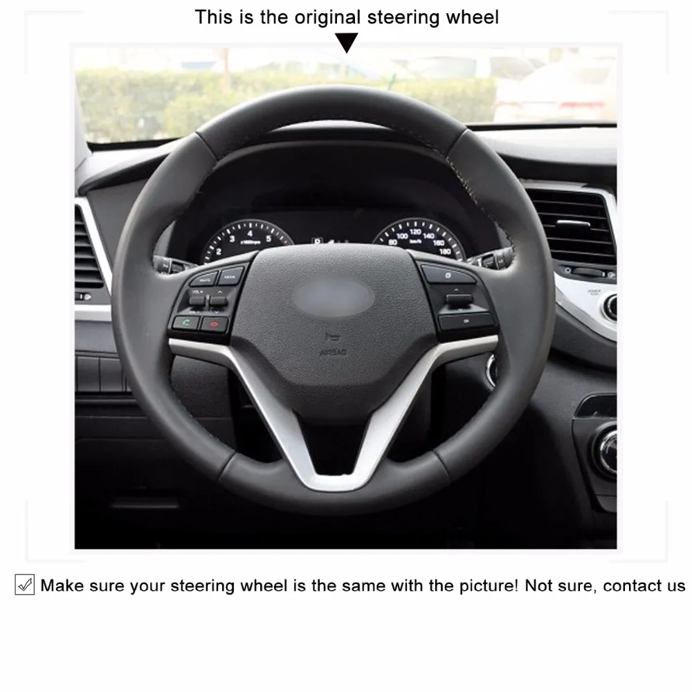 MEWANT черный удобный чехол рулевого колеса автомобиля из натуральной кожи для Hyundai