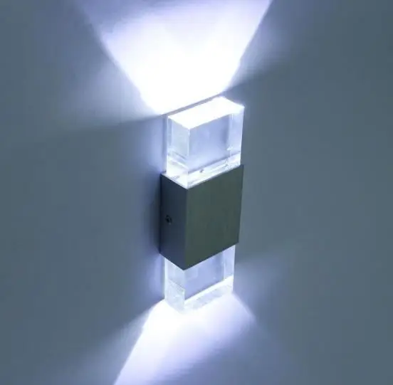 white light 50 шт. COB современный 2 Вт/6 Вт светодиодный настенный светильник освещение для ванной комнаты алюминиевая акриловая подставка квадратные настенные светильники в спальне гостиной - Цвет абажура: white light
