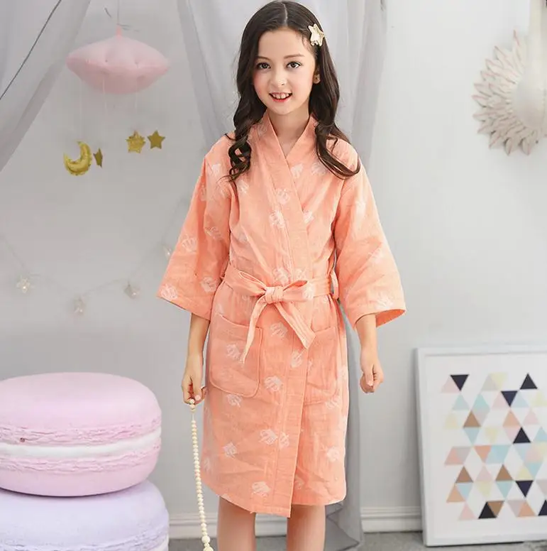 orange girl Новое поступление, летняя ночная рубашка из хлопка, Сексуальный банный халат, женская одежда для сна, двухслойная газовая Пижама, женский домашний банный Халат - Цвет: orange girl
