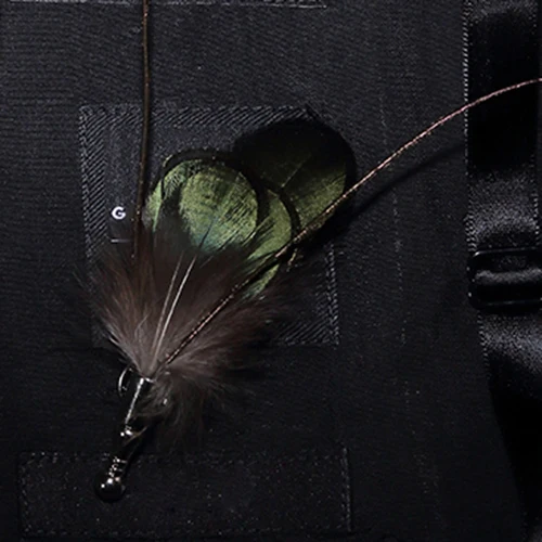 39 brooch GUSLESON, новинка, ручная работа, мужская кожаная и перьевая брошь для галстука-бабочки, предварительно завязанный Галстук-бабочка для свадебной вечеринки с подарочной коробкой - Цвет: 39 brooch