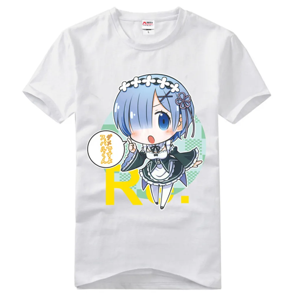 Косплей Re:Zero kara Hajimeru Isekai Seikatsu футболка аниме Emilia Rem студенческие топы с героями
