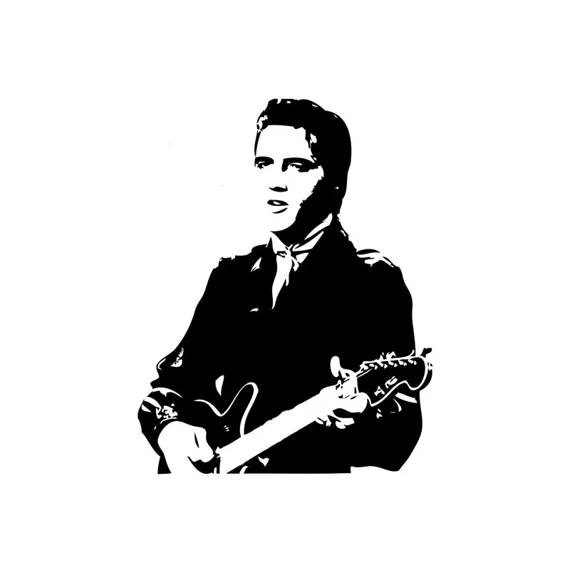 YJZT 12,4 см* 15,8 см Elvis Presley Art автомобильный стикер рок-н-ролл певица виниловая наклейка музыка черный/серебристый C3-0034 - Название цвета: Черный