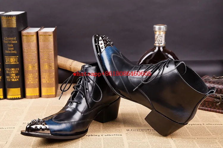 Choudory Botas militares hombre модные ковбойские сапоги мужские с заклепками на высоком