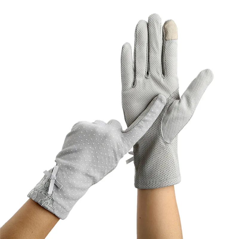 AS PICTURE KLV Women Lace Sunscreen Gloves Summer Spring Lady Stretch Touch Screen Anti Uv Slip Resistant Driving Glove Breathable Guantes - Цвет: AS PICTURE