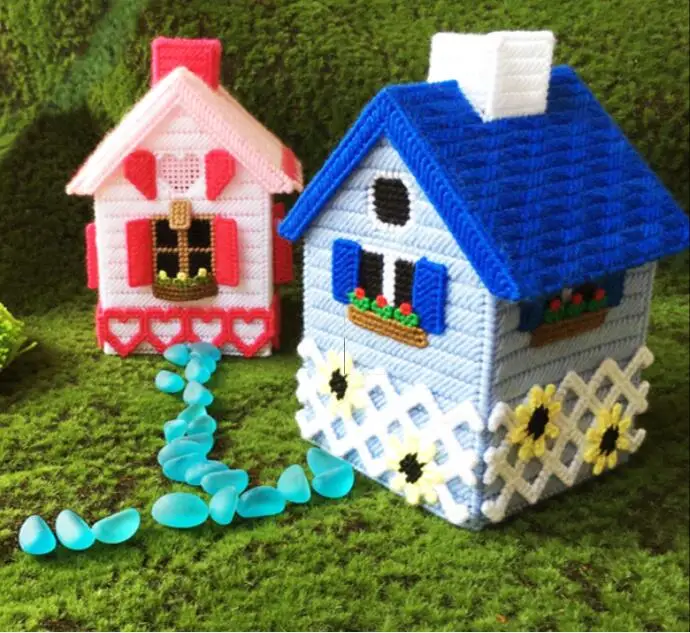 13x13x22cm Love Cabin storage tissue box embroidery kit DIY handmade craft set Crocheting knitting needlework supplies | Дом и сад
