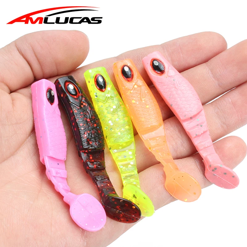

Amlucas 6pcs/lot soft bait Fishing Lure Isca Artificial 70mm 3.8g Worm Grubs T Tail Wobblers Silicone Bait Pike Carp Fishing