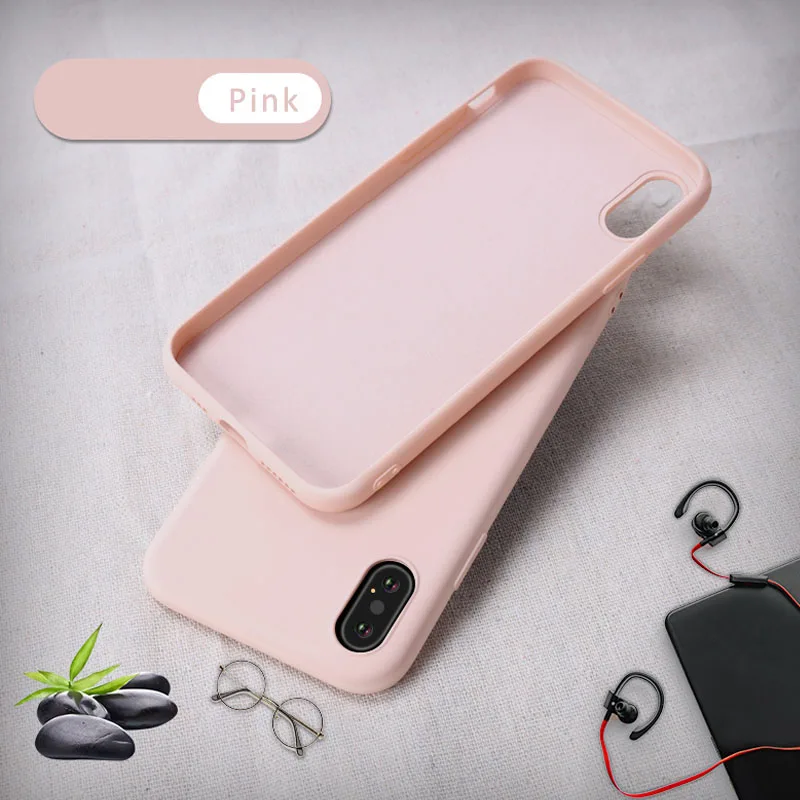 Aiyopeen матовый мягкий силиконовый ударопрочный чехол для iPhone X XS XR XS Max 8 7 6 6S Plus защитная задняя крышка - Цвет: Pink
