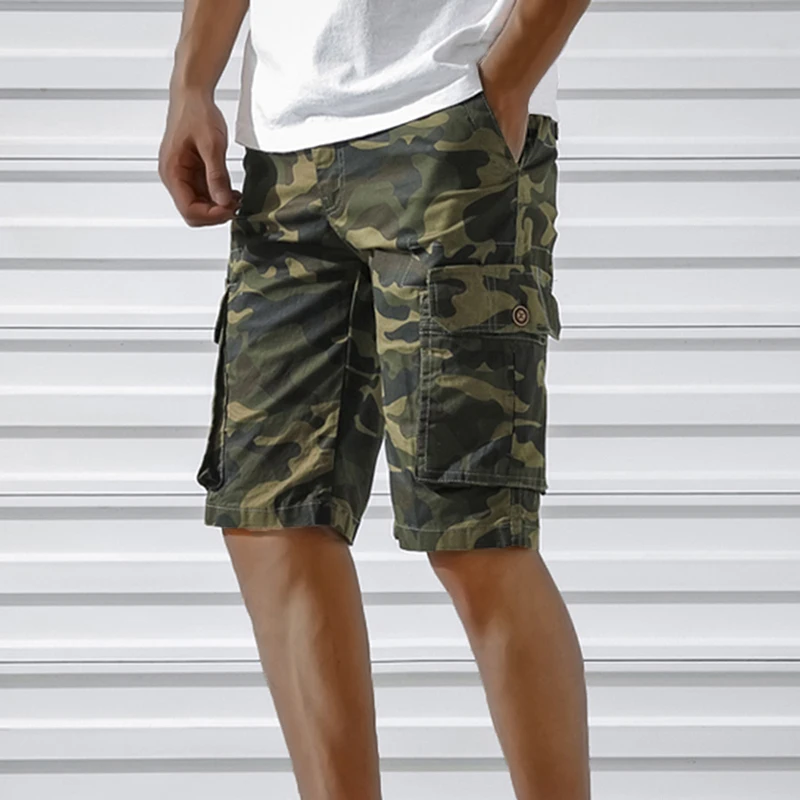 Adisputent Men Camouflage Cargo Shorts Cotton Mulit Pockets Loose Casual Short Pants Summer Beach Board Camo Clothing | Мужская одежда