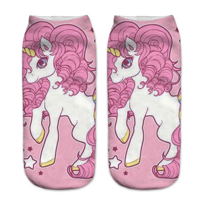 Unicorn Harajuku Animal 3D Print Short Socks Aliexpress unicorn Print Female Socks