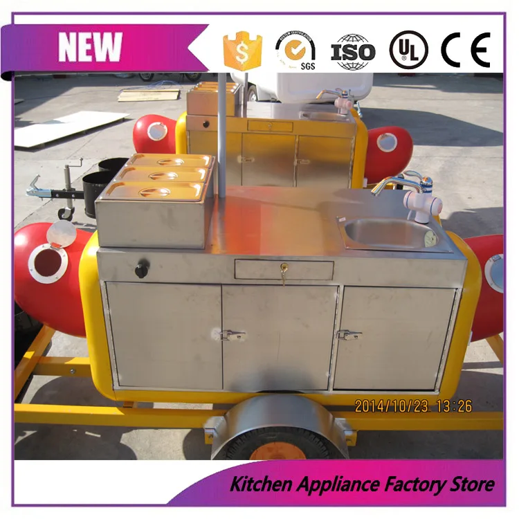 

Electric stainless steel mobile hot dog trailer hot dog food cart