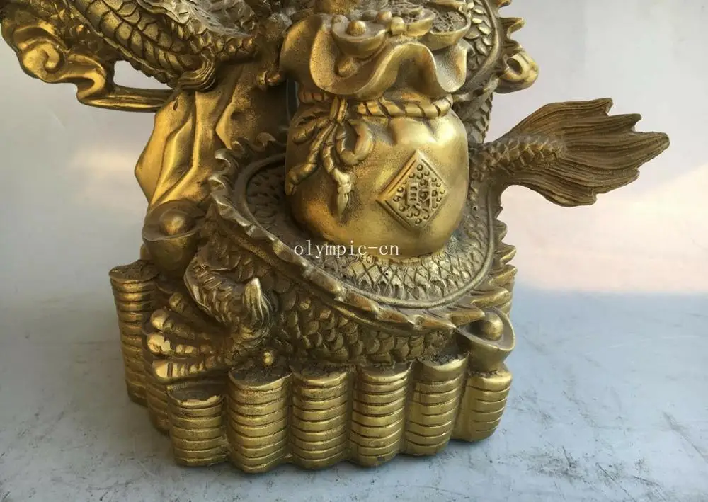 9 ''латунный дом fengshui Декор богатство сокровище благоприятный зверь дракон |