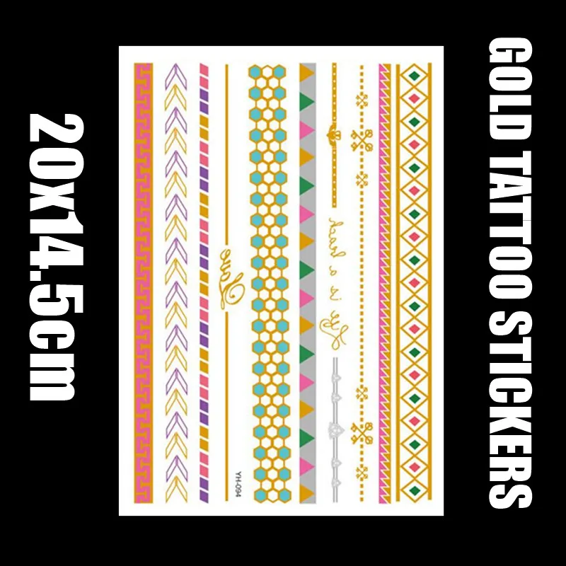 YH-094 DIY Флэш Татуировки Золото Серебро Металлик Временные ожерелье Перо Оптовая |