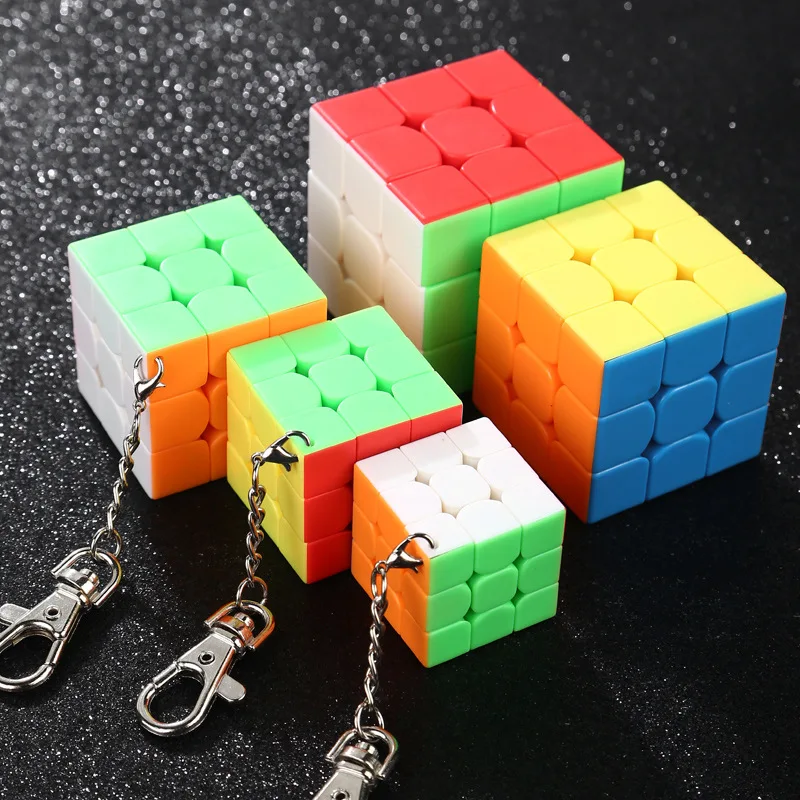 Мини Moyu mofangjiaoshi Магическая Скорость 3x3x3 куб брелок без наклеек куб брелок Головоломка Куб игрушки на цепочке для ключей для детей