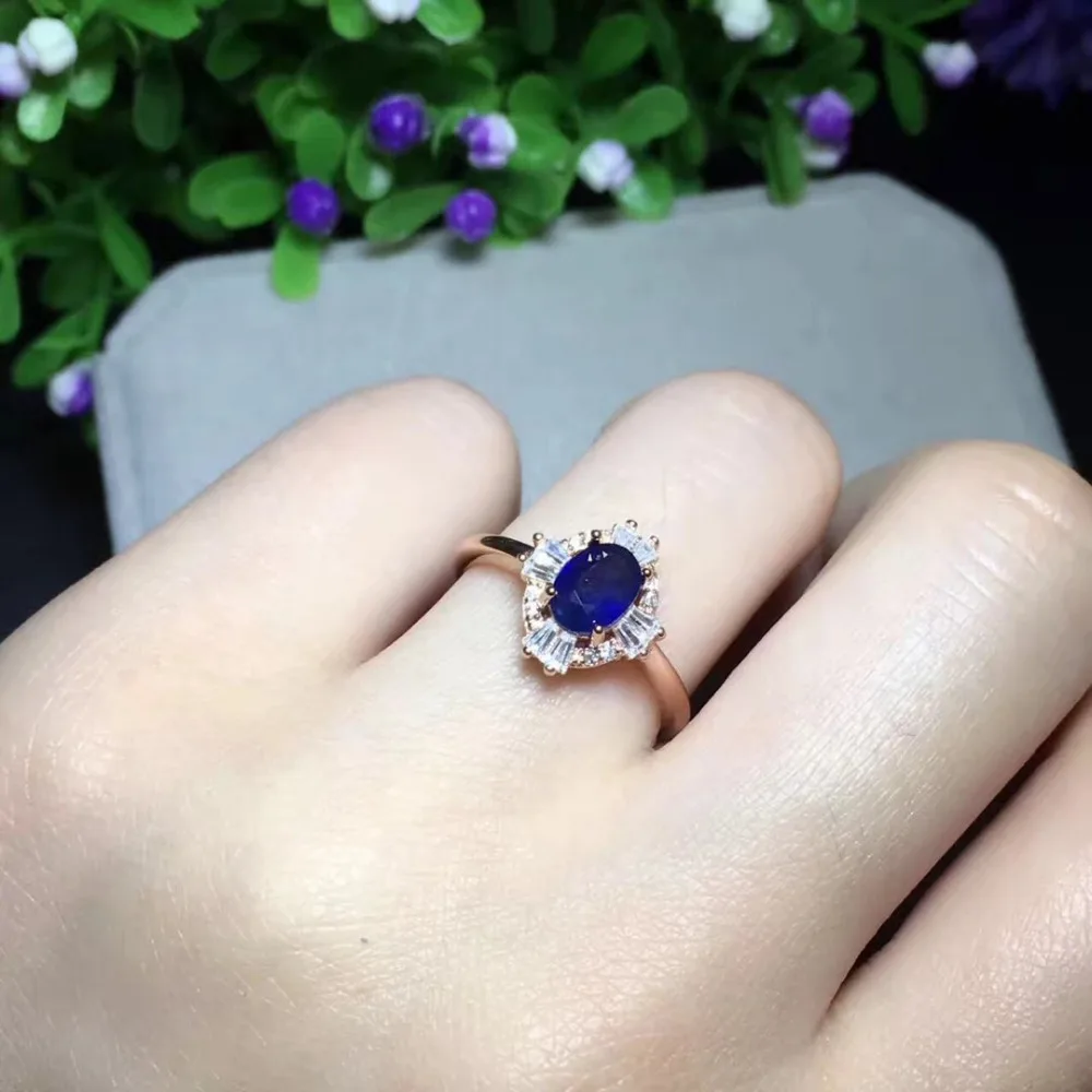 Кольца Qi Xuan_Dark Blue Stone простой и элегантный Ring_Rose Gold Цвет Модный Темно Синий