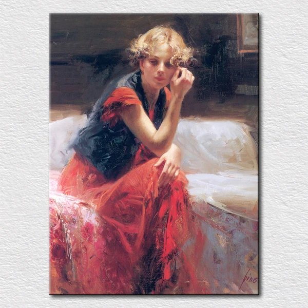 Hot sale Decoration supply craft of quality Canvas prints elegant lady paintings from pino art oil painting free shipping | Дом и сад