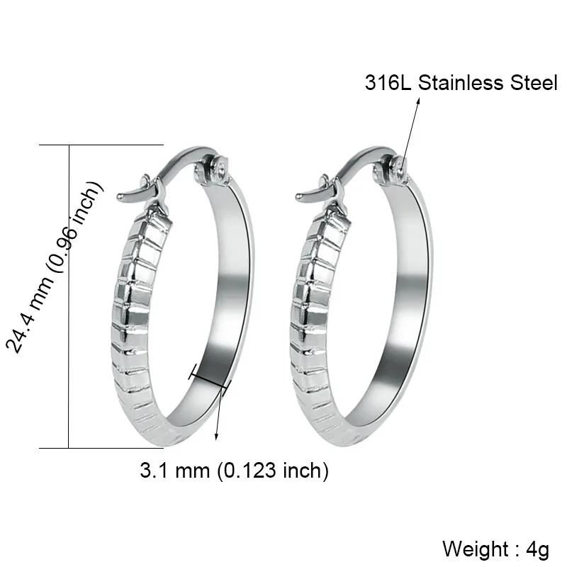 1363 Silver Серебряные/Золотые круглые серьги без никеля, ювелирные изделия из нержавеющей стали для женщин, женские золотые серьги-кольца, свадебные аксессуары - Окраска металла: 1363 Silver
