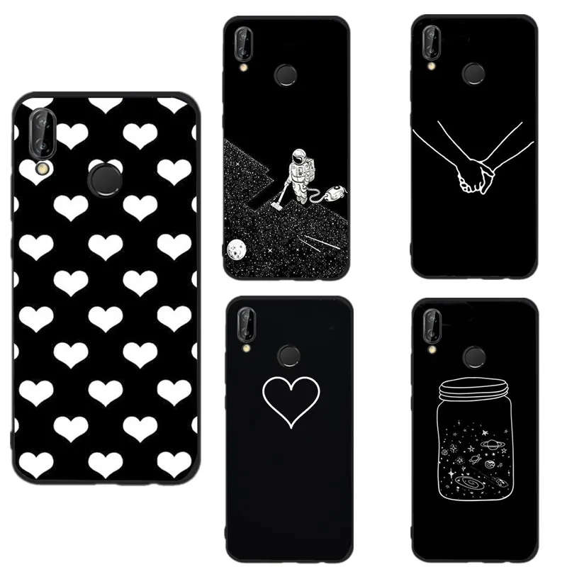 Hot for Huawei Mate 10 lite case P smart Black Line Friends Love Heart Coque P20 Accessories |