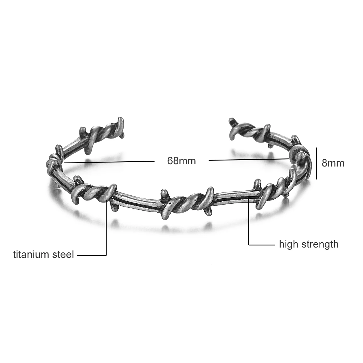 Для мужчин открытый Браслет манжета твист шипы провода Pulsera Титан Сталь
