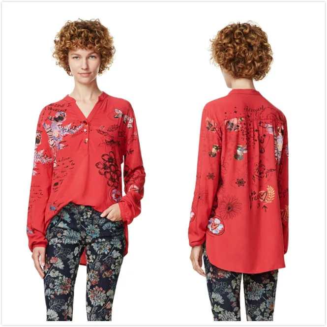 6 xs-xl Испанская deg Tide печатная открытая блузка несколько стилей новая - Цвет: 6 xs-xl