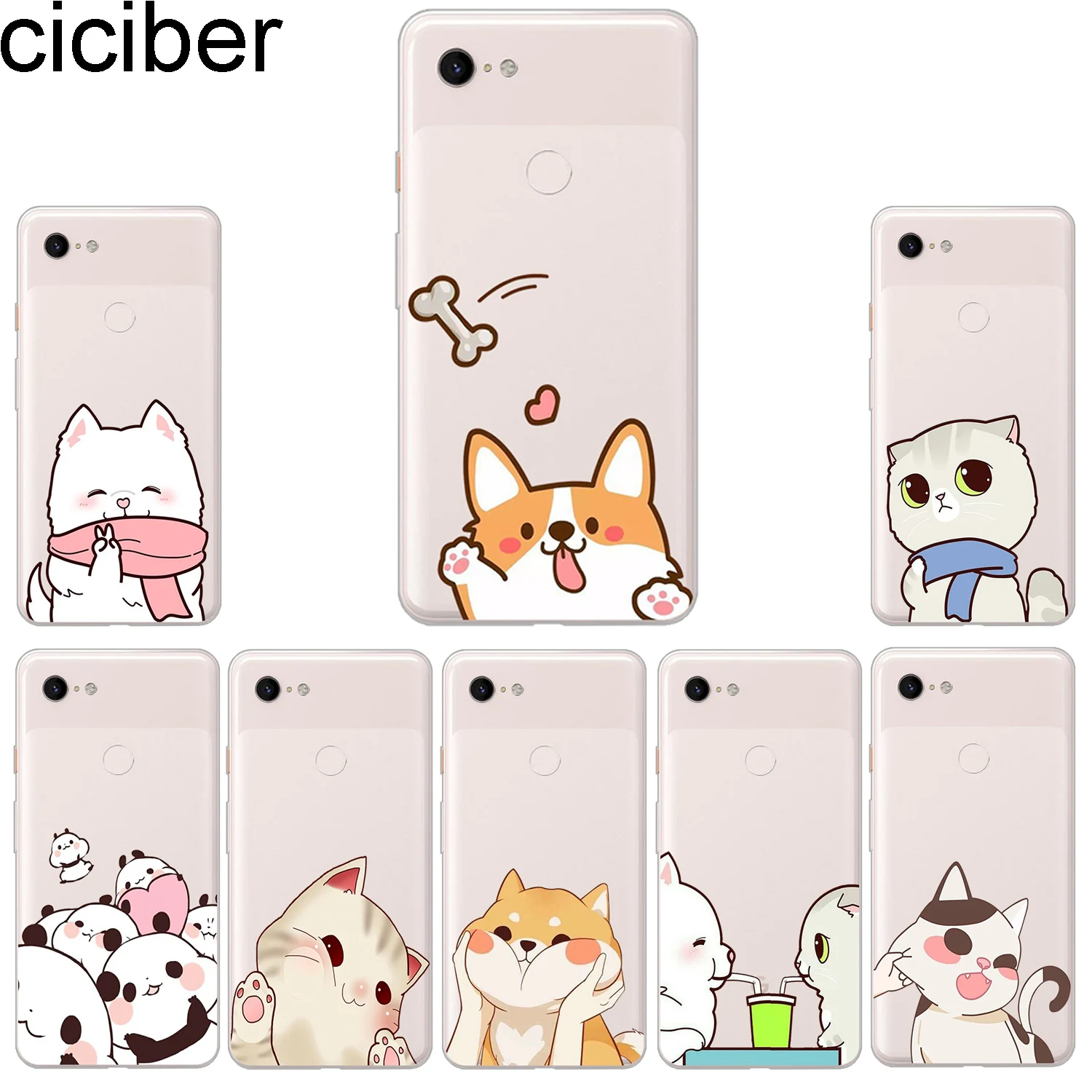 ciciber New Fashion Phone Cases For Google Pixel 3 2 XL Case Soft TPU Back Cover for 3XL 2XL Animal Cat Dog Funda Coque |