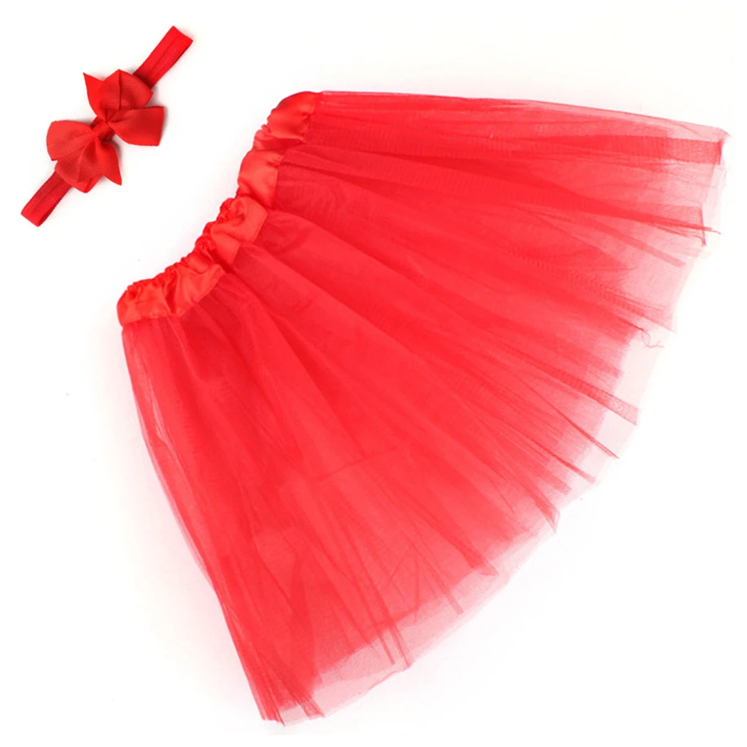 Baby Girl Skirts Newborn Mesh Tutu Skirts+Headwear Bowknot Baby Sets Christening Kid Clothes Photograph 1 Year Birthday Skirt - Цвет: Red