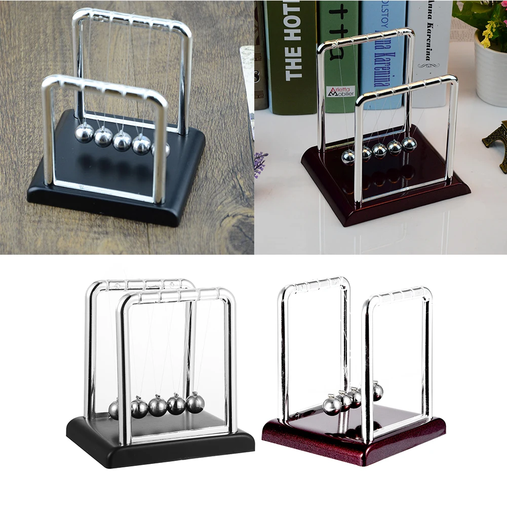 Creative stainless steel Newton pendulum ball billiard ball bump ball Square plastic base metal permanent ball#YO