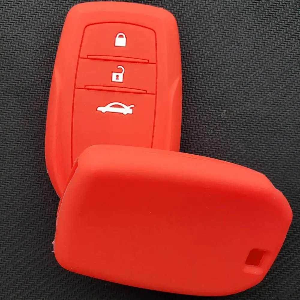 Красный Silica гелевый кожаный чехол-бампер чехол для Toyota Highlander Prado RAV4 Camry Fortuner Kijang Innova Криста SW4 Altis смарт-ключ 3 кнопки - Название цвета: Красный