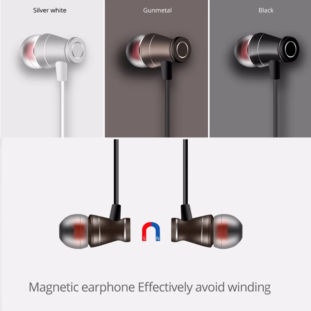 FONKEN наушники 3 5 мм в ухо Проводные металлические магнитные HiFi стерео Спортивная