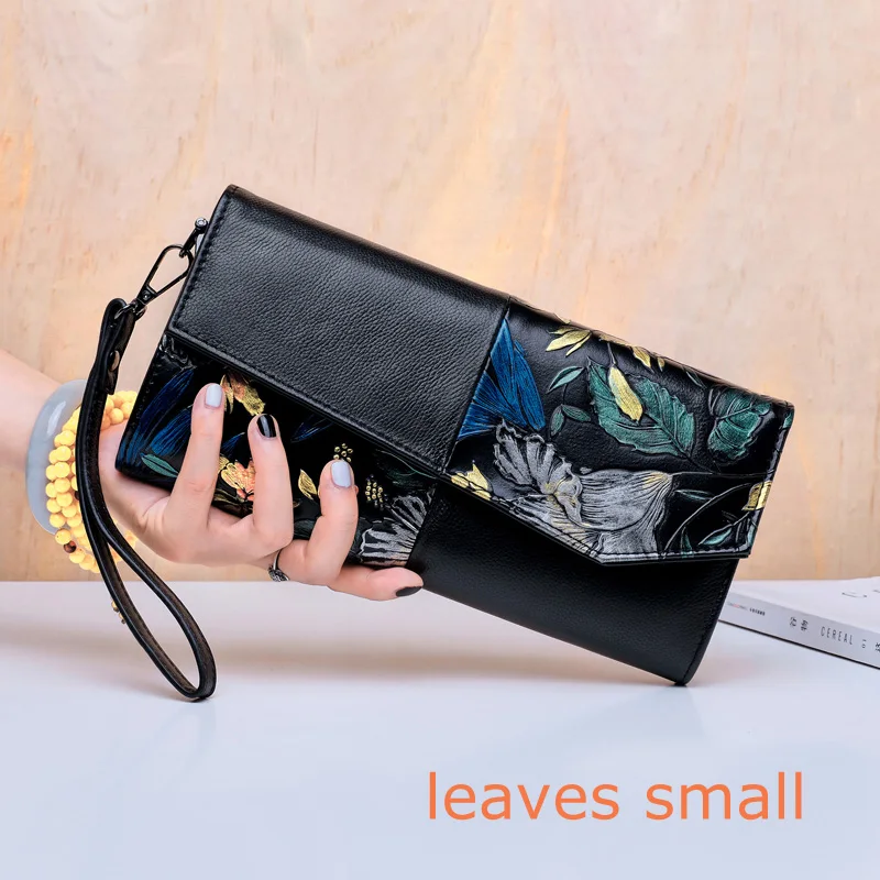 Leaves small Wmnuo сумка на плечо женская Мода коровья кожа Цветок китайский стиль сумка через плечо женская вечерняя сумка женский клатч кошелек известный - Цвет: Leaves small