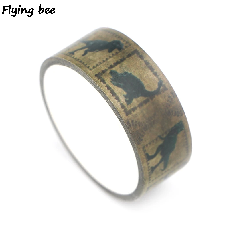 Flyingbee 15 мм X 5 м бумага с динозаврами васи лента животные креативная клейкая лента DIY Скрапбукинг Маскировочные наклейки лента X0332
