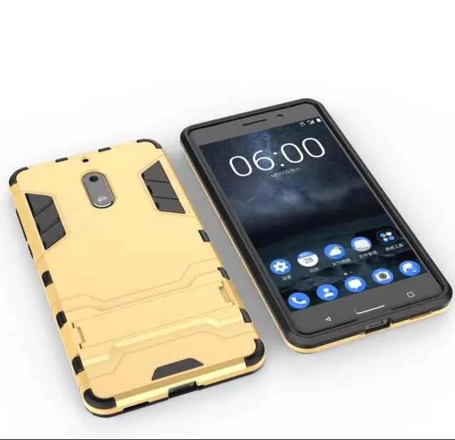 Чехол для Nokia 6, Железный человек, 2 в 1, роскошный пластиковый Гибридный бронированный чехол-подставка для Nokia 6, 5,5 дюйма, чехол для телефона, funda, coque capa