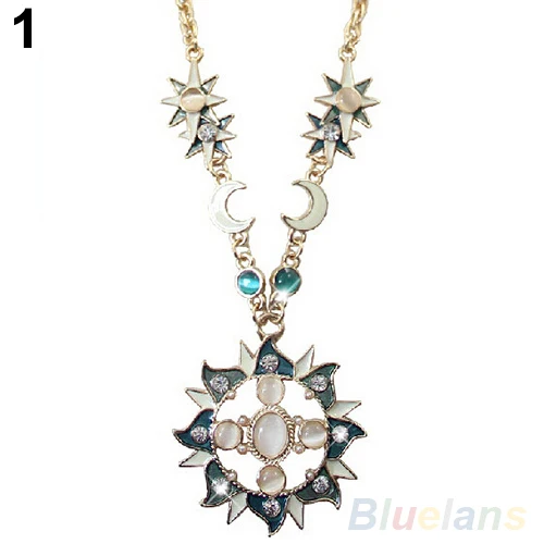 Женская Длинная цепочка с подвеской мистическое украшение в виде Солнца и Луны