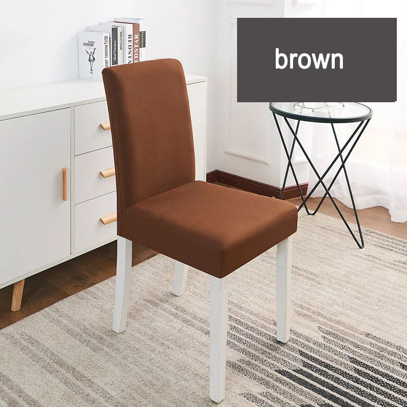 brown Однотонный цветной чехол для кресла спандекс эластичные чехлы стул для свадебного банкета чехлы столовый набор крышка пасторальный гостиничный чехол - Цвет: brown