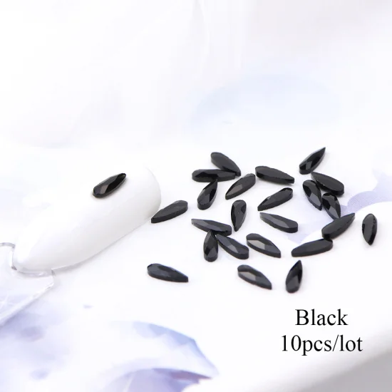 Black 10 шт. капли воды кристаллы для ногтей Стразы 3D Шарм Лайк для дизайна ногтей украшения набор дизайн ювелирные изделия аксессуары Маникюр TR905 - Цвет: Black