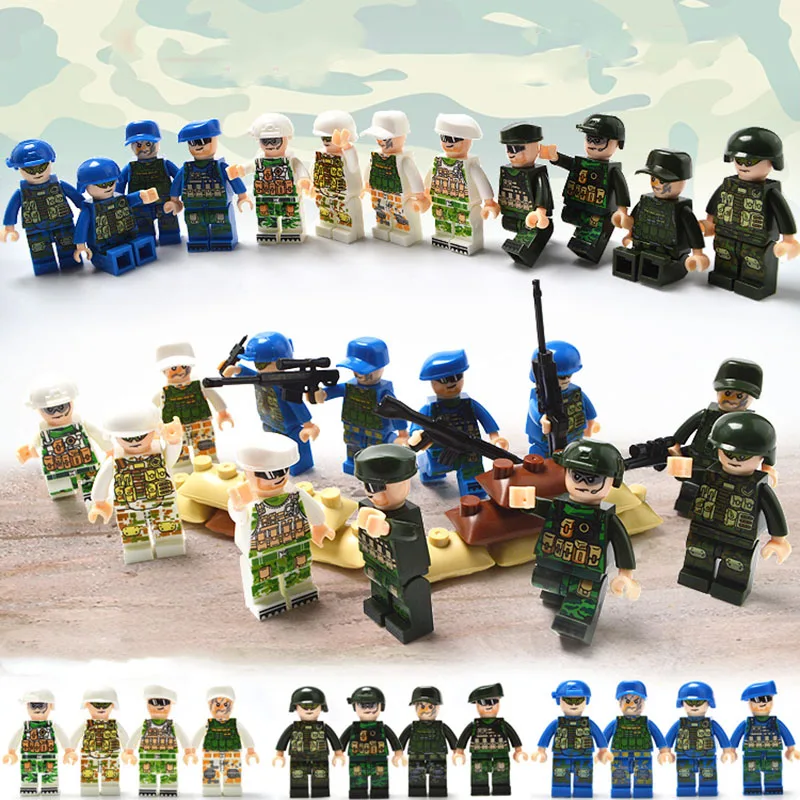 12 шт./компл. DIY военные фигурки военно-морской силы Land force Building Block Игрушка Детский