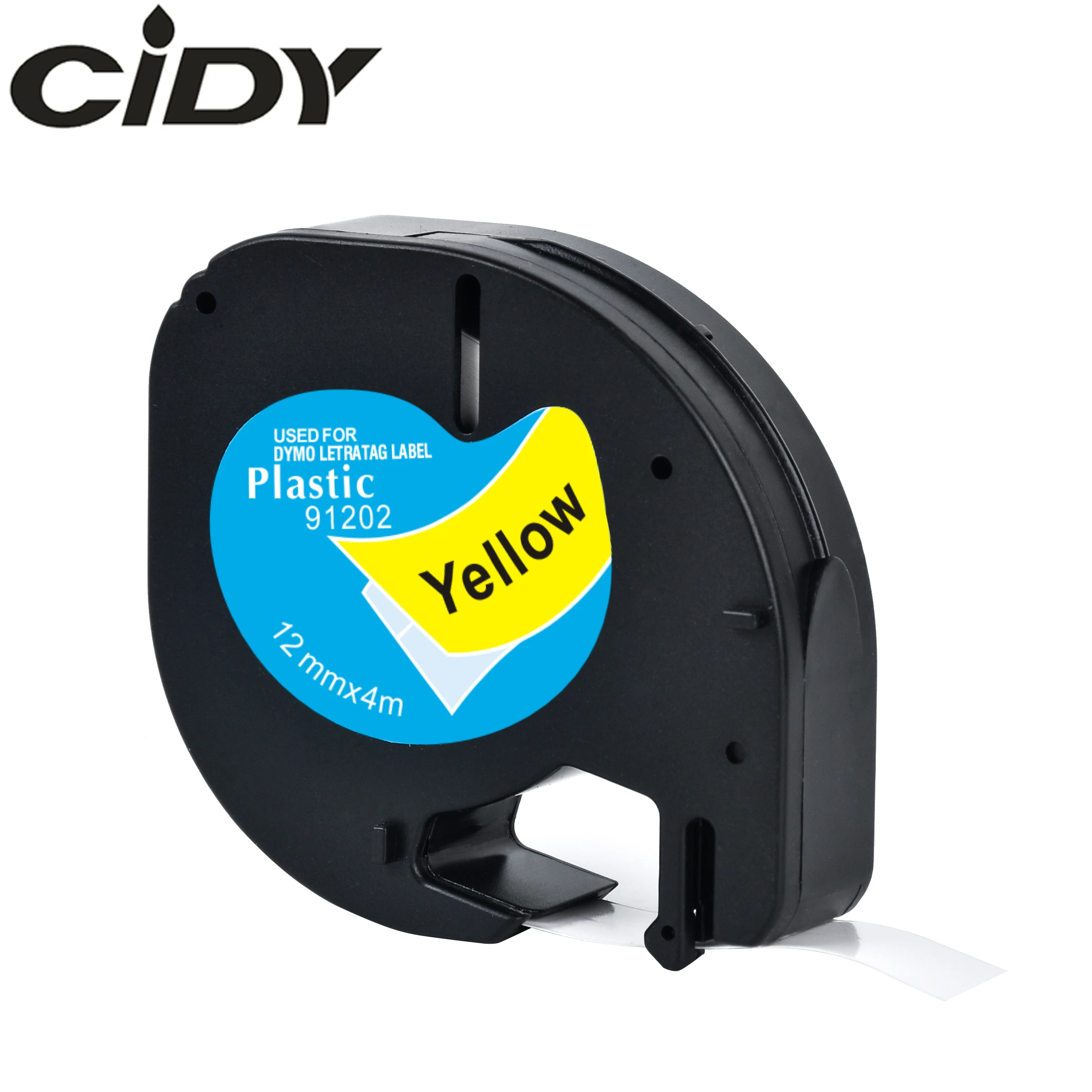 CIDY LT 91202 91332 LT91332 59423 совместимый 12 мм черный на желтой Dymo Letratag пластиковой