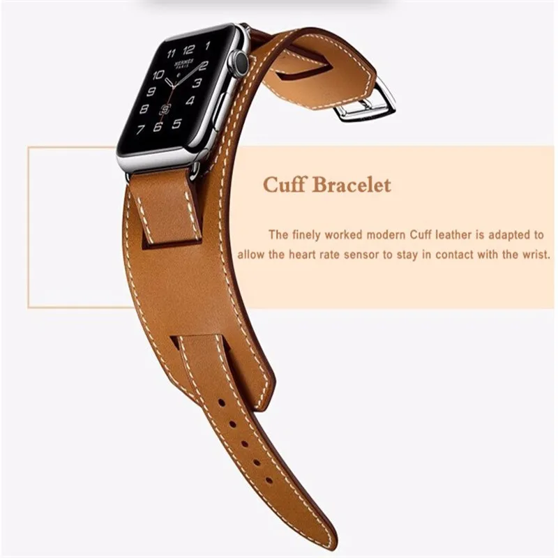 OSRUI кожаный ремешок-манжета для apple watch band 42 мм 38 hermes iwatch series 3 2 1 повязки на