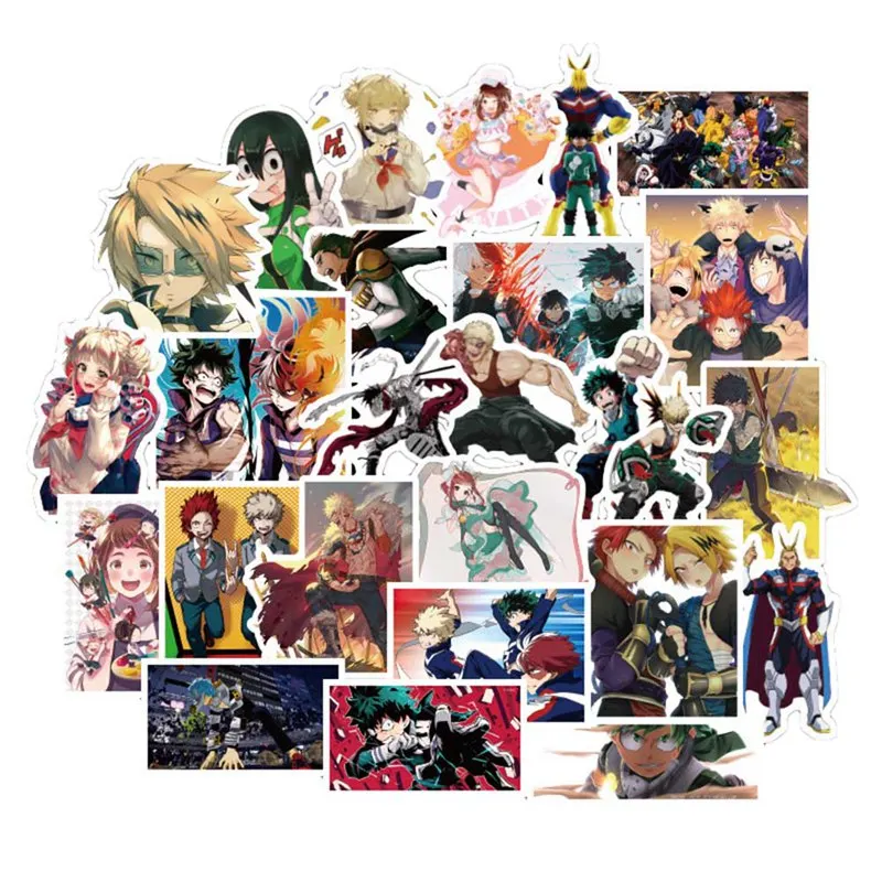 100Pcs/pack My Hero Academia Anime Sticker Skateboard Waterproof Trolley Case Laptop Stickers Toys Gifts For Kids | Канцтовары для