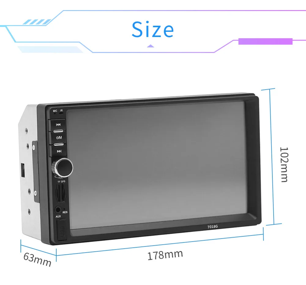 Автомагнитола 2DIN мультимедийный плеер с сенсорным экраном 7 дюймов MP5 Bluetooth USB/TF/FM |