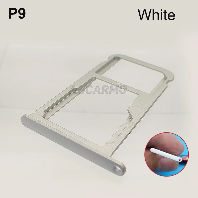 P9 White Aocarmo SD MicroSD держатель нано sim-карты лоток Слот для huawei P9 EVA-AL00 P9 Lite Запасная часть - Цвет: P9 White