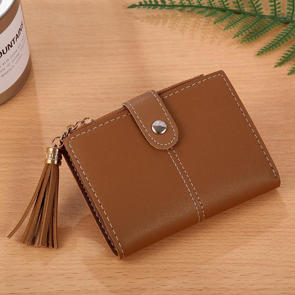 Высококачественный симпатичный женский простой короткий кошелек с кисточкой