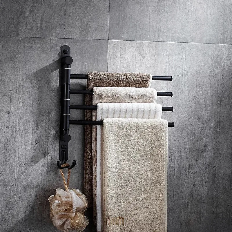 Черная подвижная вешалка для полотенец ванной комнаты 2 3 4 вешалки черная