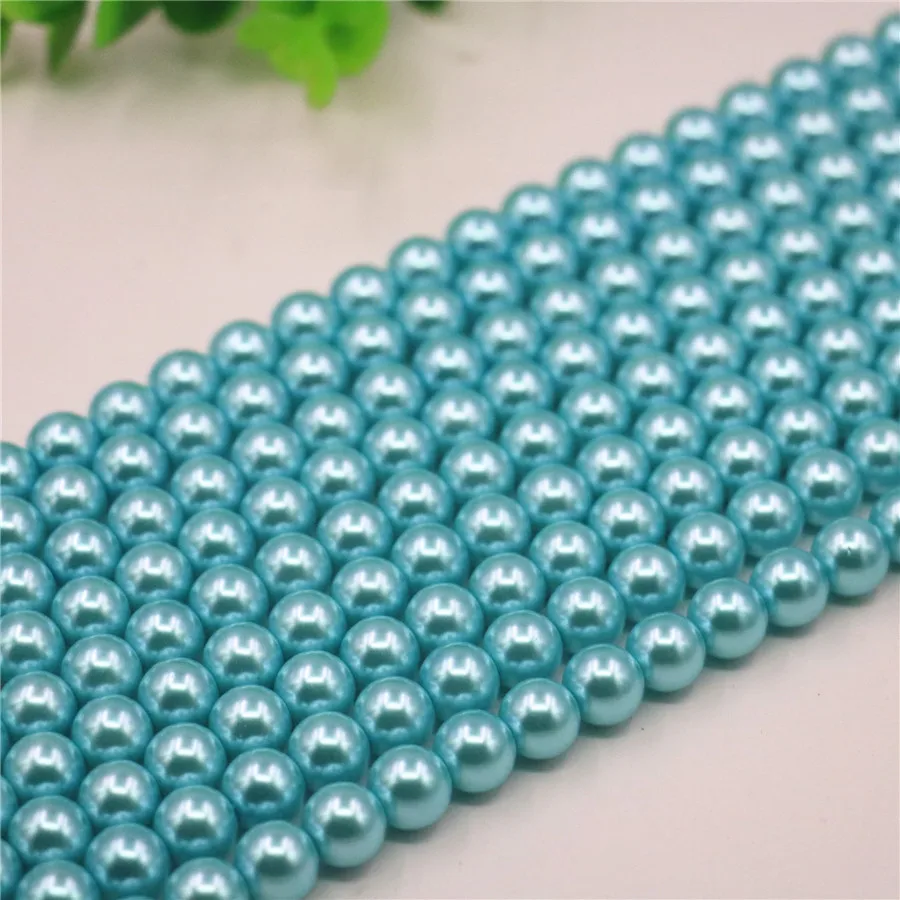 Модные жемчужные женские украшения небесно-синего цвета DIY ожерелье/браслет 4 мм 6