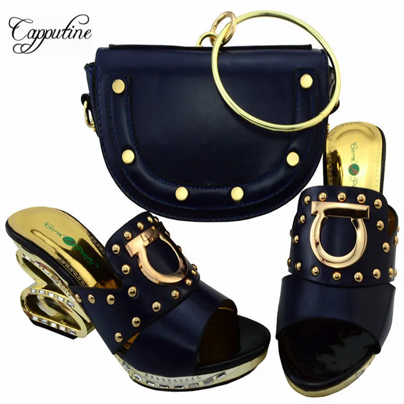 2017 Лидер продаж модная обувь на высоком каблуке и сумка в комплекте летняя