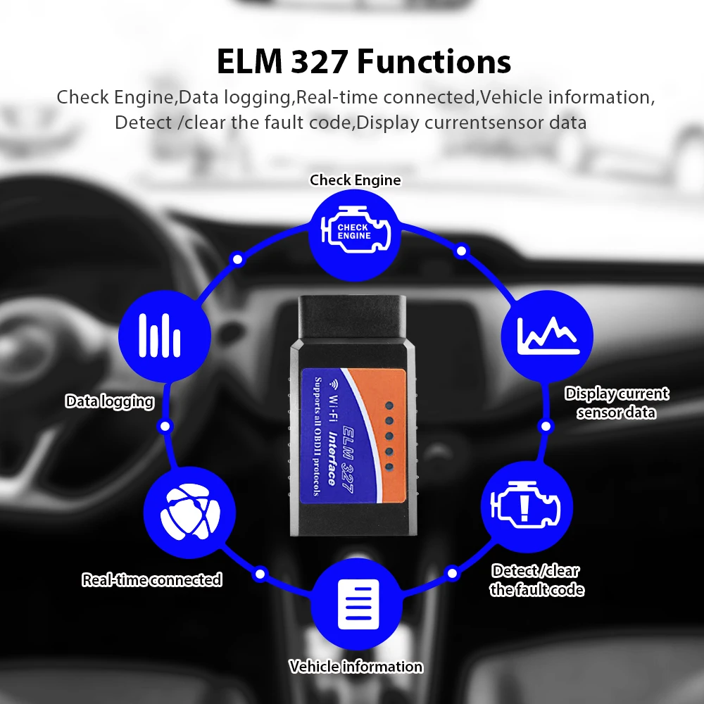 Автомобильный диагностический сканер Maozua ELM327 Wi Fi OBD2 V1.5 для IOS/Android/iPhone Windows Лучший V