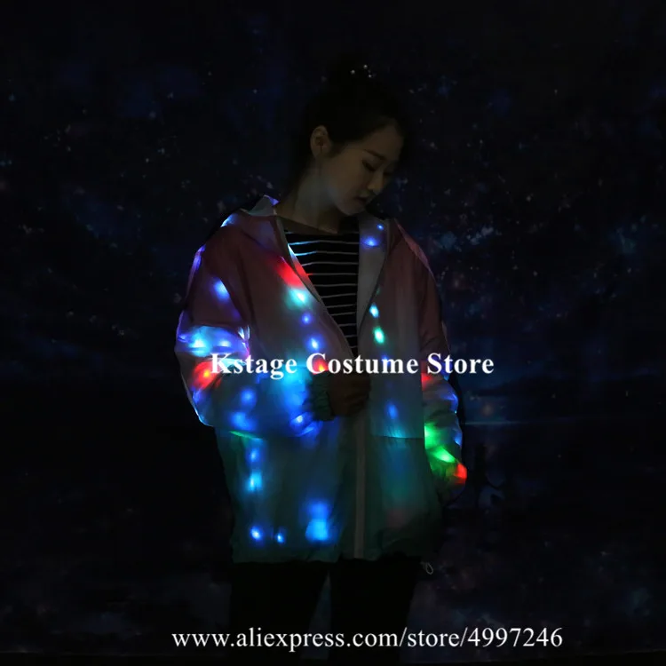 RE37 Rave party wears светодиодная куртка для бальных танцев светодиодные костюмы цветное