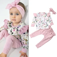 baby girl clothing set pullover set sweet infant baby girl clothes long sleeve flower topspants 3pcs outfit autumn 0 24 months