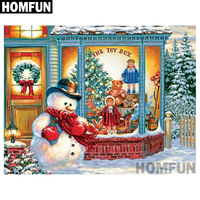 Алмазная 5D картина HOMFUN Рождественский Снеговик вышивка крестиком из